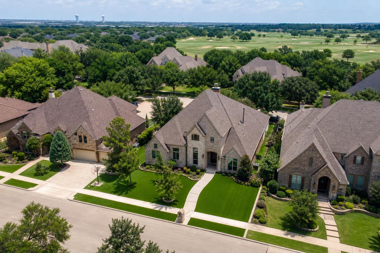 Stonebridge Ranch McKinney TX home with manicured artificial turf front lawn